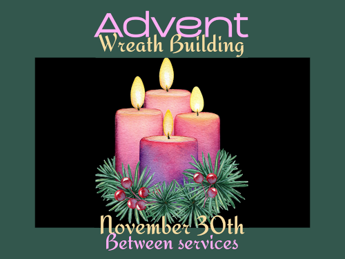 Poster style illustration with wreath and four lit candles
