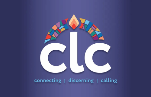 clc logo, with the l shown as a candle on a purple background