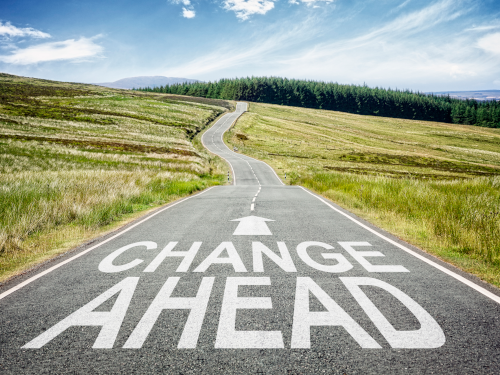 Long rural road with words 