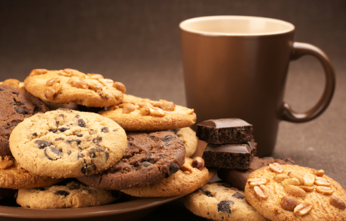 Stack of cookies and coffee in a mug