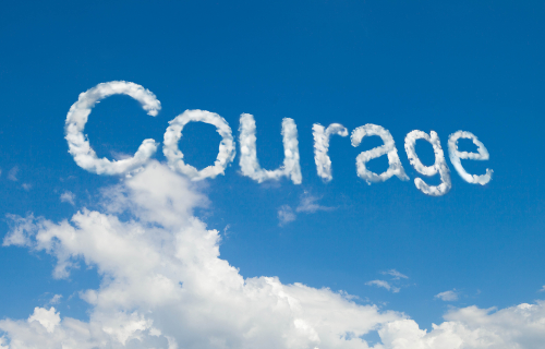 "Courage" written in the clouds