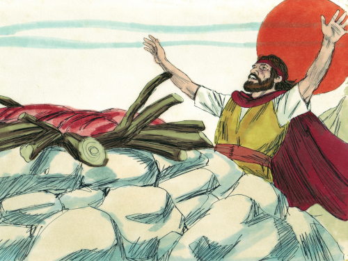 Elijah lifts his arms up in prayer