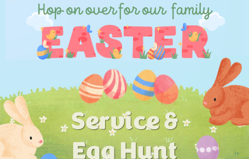 Illustration of bunnies and Easter eggs