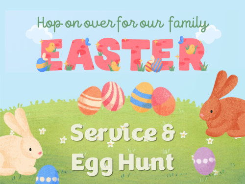 Illustration of bunnies and Easter eggs