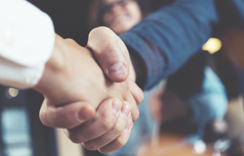 Closeup of people shaking hands