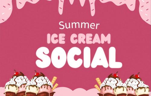 Summer Ice Cream Social with images of ice cream cones