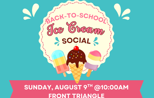 "Ice Cream Social" with image of ice cream cone