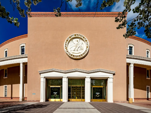 Photo of the front of the NM Roundhouse