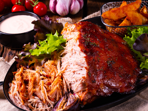 Pulled pork on platter