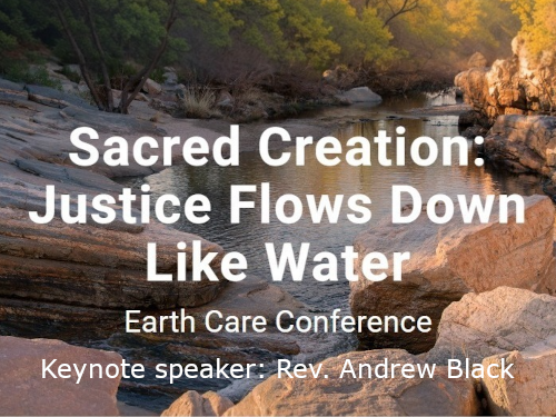 Image of a river winding through a forest with text superimposed, reading: 