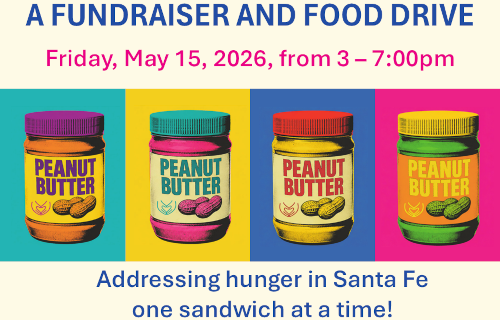 Jars of Peanut Butter with "Fundraiser and Food Drive, May 15"
