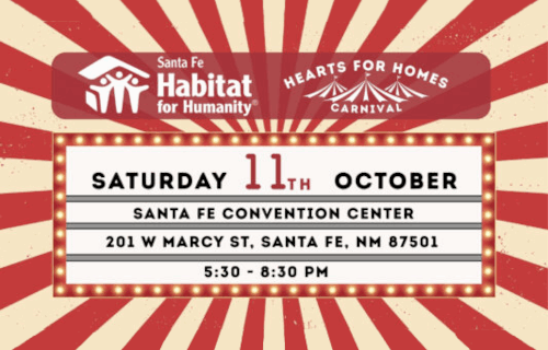 Santa Fe Habitat for Humanity image made to look like an overhead view of a circus tent