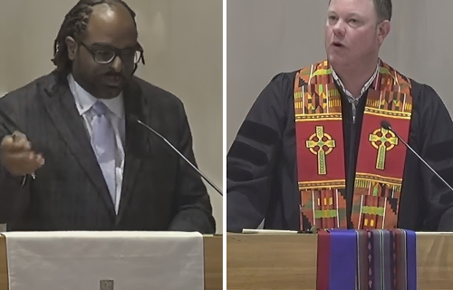 L.V. West and Andrew Black at pulpits