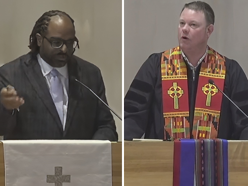 L.V. West and Andrew Black at pulpits