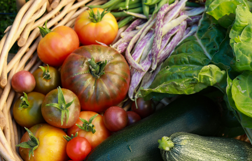a basket with vegetables