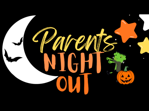 Parents Night Out with bats, moon and jack-o-lantern